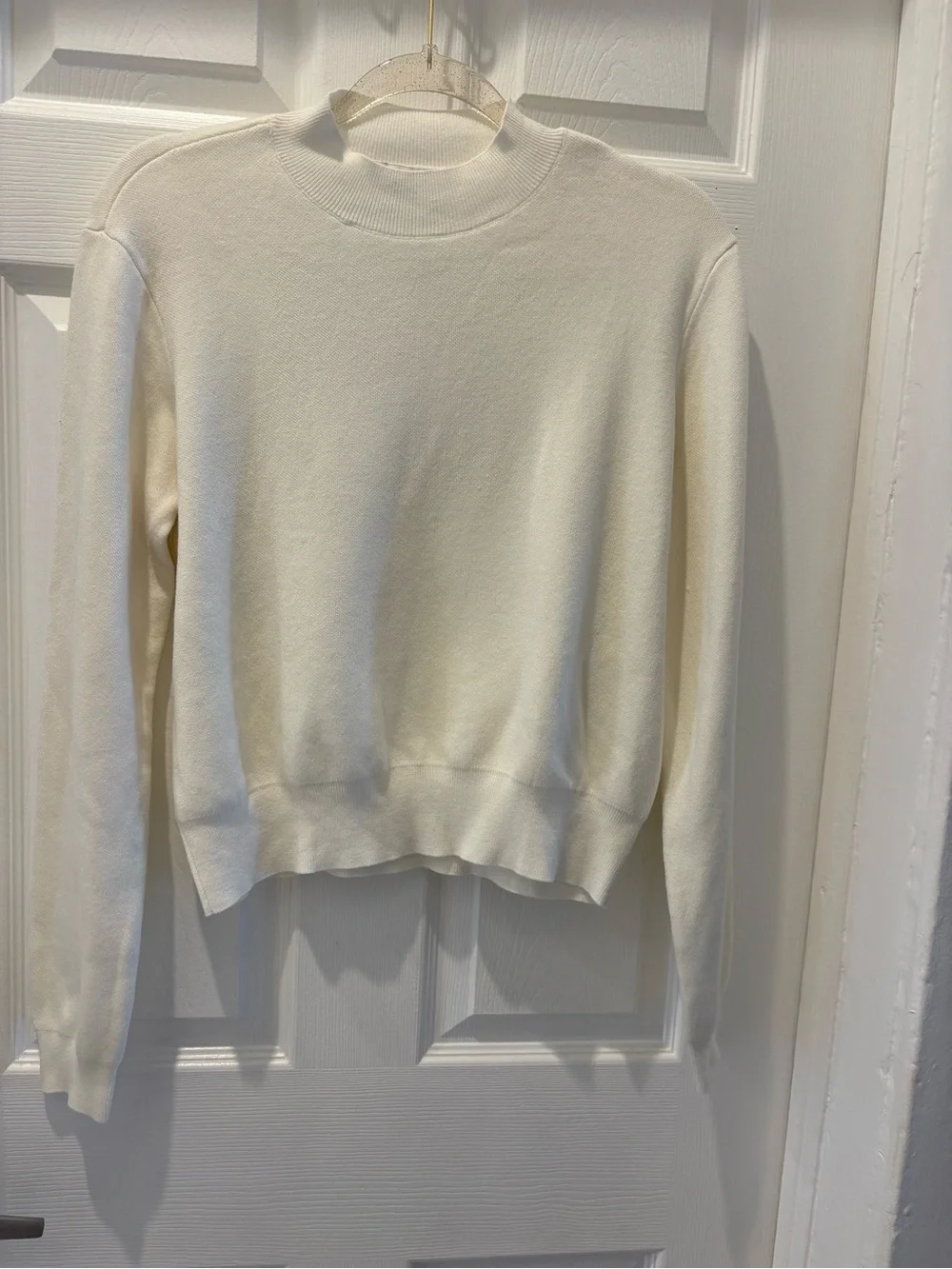 Favorite Daughter The Whitney Mock Neck Sweater Ivory Cropped Knit Women’s Large